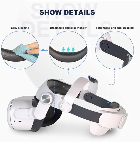 Vista 4 de Correa de cabeza para Oculus Quest 2 correa de repuesto Elite para Oculus Quest 2 accesorios Oculus Quest 2 compatible con dispositivos MetaOculus