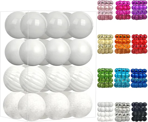 Vista 54 de Emopeak - Juego de 24 esferas navideñas, ornamentos irrompibles, 4 estilos, decoración colgante para árbol de Navidad, boda o fiesta