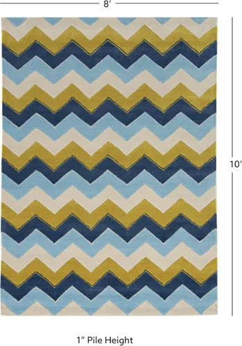 Vista 3 de Linon Colección Trío RUG-TARL3681, azul, 8 x 10