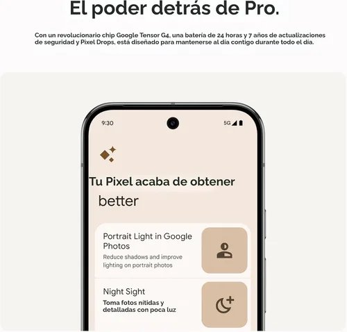 Vista 8 de Google Pixel 9 Pro XL - Smartphone Android desbloqueado con Gemini, sistema de cámara trasera triple, batería de 24 horas y pantalla Super Actua