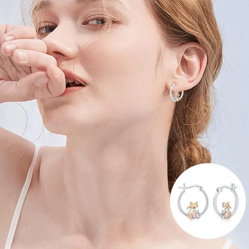 Vista 3 de Aretes de plata de ley con diseño de perezoso, caballo, búho, gato, miel, libélula, tiburón, delfín, tortuga, elefante, rana, perezoso, búho, koala