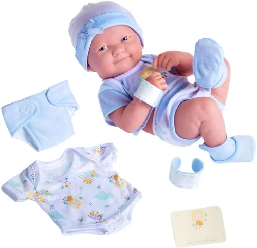Vista 7 de Newborn Nursery - Set de regalo de 8 piezas de ajuar de muñeco bebé Azul sonriente