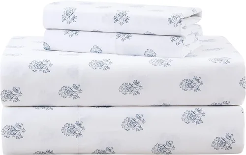 Vista 23 de Comfort Spaces Juego de sábanas 100% algodón transpirable, ligero, suave con bolsillo elástico de 14 pulgadas que se adapta a colchones de hasta 16
