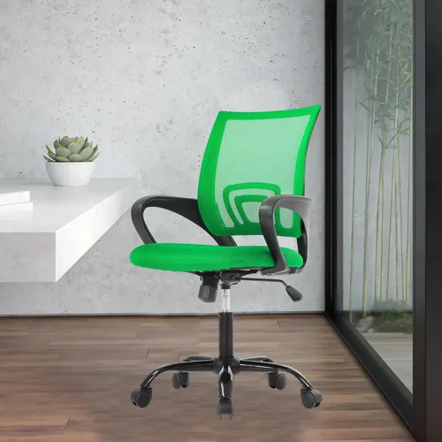Vista 17 de Silla de escritorio, silla de oficina en casa, sillas de computadora de malla con soporte lumbar y reposabrazos, silla de escritorio ergonómica