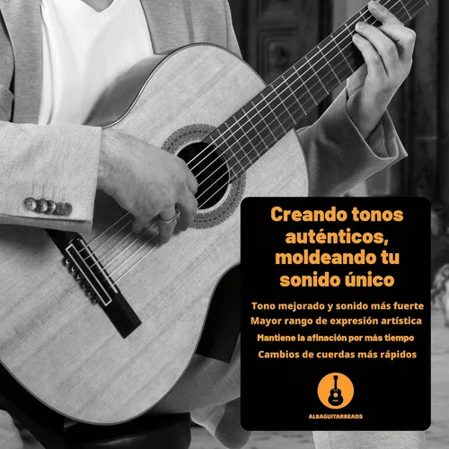 Vista 3 de Cuentas de puente de guitarra clásica – Bloques de corbata con patrón de madera clara para cuerdas de nailon y carbono – Compatible con guitarras
