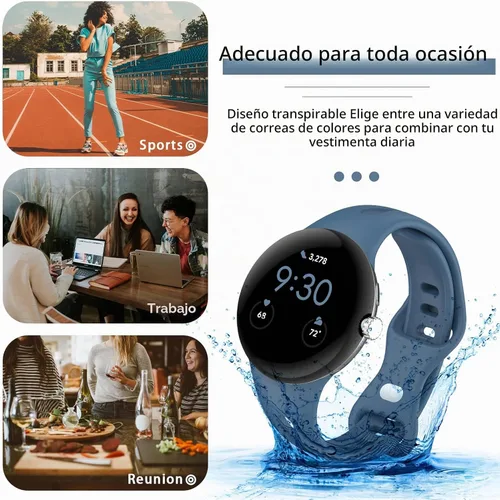Vista 6 de Correas delgadas compatibles con Google Pixel Watch 4 3 (41mm)/Pixel Watch 2 1, correas ajustables transpirables de silicona suave deportiva
