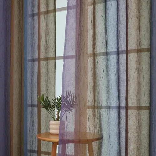 Vista 11 de OWENIE Cortinas transparentes degradadas para dormitorio, sala de estar, 96 Morado y dorado