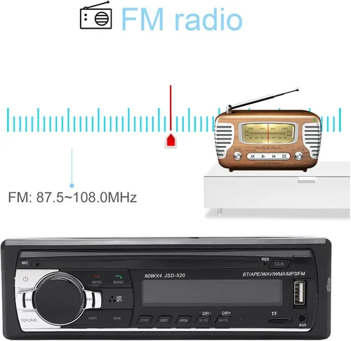 Vista 4 de Receptor estéreo de coche multimedia, pantalla LED de control de voz AI, llamadas manos Bluetooth, soporte MP3 WMA WAV, USB2.0 Reproductor de MP3