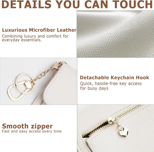 Vista 5 de Cartera pequeña para mujer, con bloqueo RFID, delgada y bolsillo para monedas, tarjetero plegable para tarjetas de crédito con ventana