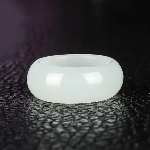 Vista 2 de BXSMNH Anillo de jade verde genuino para hombres y mujeres, anillo de jade hetian natural, joyería de eternidad de buena suerte