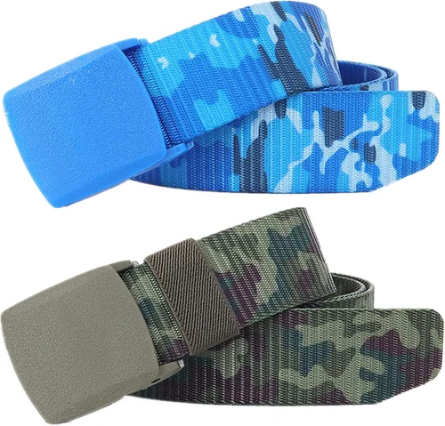 Vista 30 de Cinturones para hombre, cinturón táctico militar de nailon camuflaje con hebilla de plástico ajustable, paquete de 2