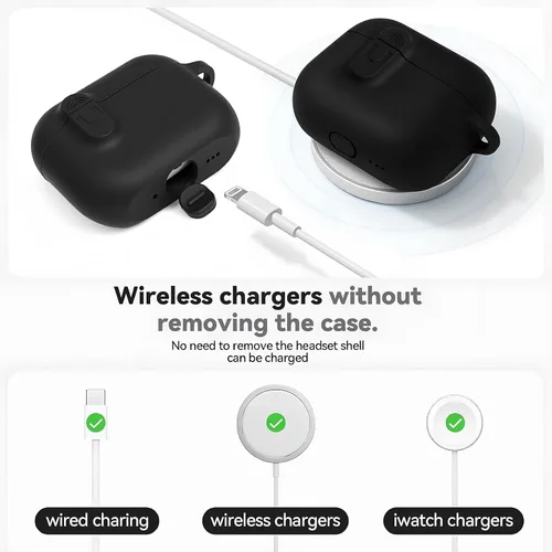 Vista 4 de Funda compatible con AirPod Pro 3 con kit de limpieza, color negro A4-magnético negro