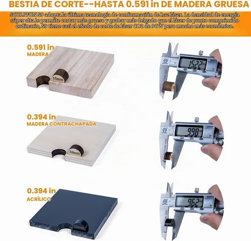 Vista 4 de SCULPFUN Grabador láser S9 90W, protección ocular, foco láser de compresión