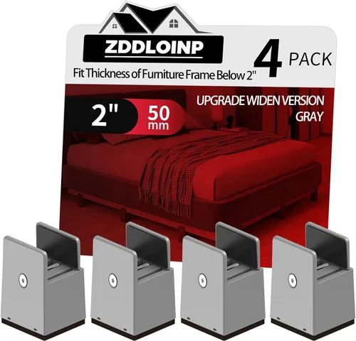 Vista 15 de Elevadores de cama con abrazadera de tornillo ajustable, se adapta a grosor de marco de muebles de 0 a 1.5 pulgadas, elevación en altura de 2