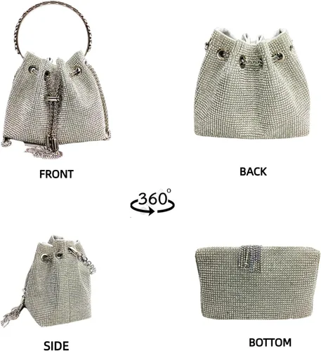 Vista 6 de Bolsas de diamantes de imitación para mujer, bolso de mano con lentejuelas brillantes, bolso de noche para boda, cóctel, graduación, fiesta, club
