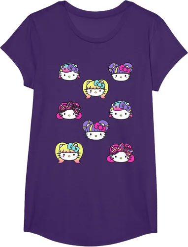 Vista 17 de hello kitty Kawaii Multi peinado Tee, Azul (Heather blue)