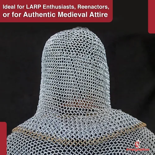 Vista 23 de Armory Replicas Medieval Chainmail Coif Armor, Mild Steel, 18.75 Inches Silver