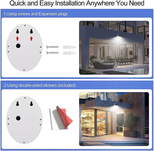 Vista 9 de Luz solar al aire libre, luz de inducción automática para microondas, sin cableado IP65, luz de pared impermeable, funciona con energía solar