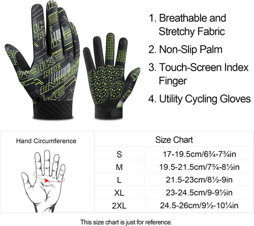 Vista 6 de INBIKE Guantes de ciclismo para hombres y mujeres, guantes de ciclismo acolchados de gel con memoria que absorben los golpes, guantes de ciclismo
