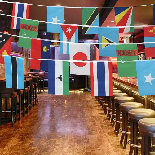 Vista 7 de Banderas de 100 países, bandera nacional de cadena internacional, bandera de países del mundo en todos los continentes, eventos deportivos