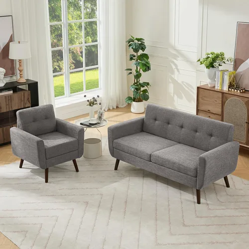 Vista 10 de Tbfit Sofá en Forma de L, Sofás Seccionales Modernos de Mediados de Siglo de 80" de Ancho, Sofás de 3 Plazas con Chaise Lounge Amplio, Sofá Beige