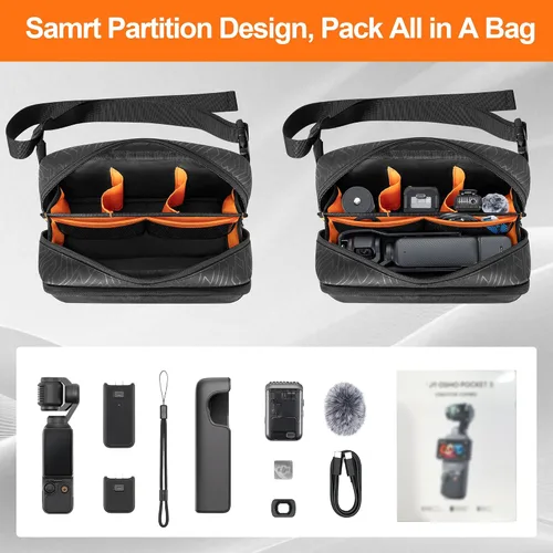 Vista 3 de PGmoon Funda de transporte compatible con DJI Osmo Pocket 3 Creator Combo Accesorios, Bolsa protectora de almacenamiento de mano/honda con múltiples