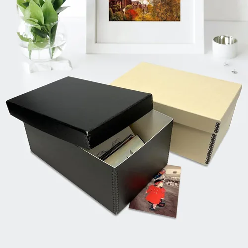 Vista 8 de Lineco Caja de tarjetas fotográficas, almacenamiento de archivo de calidad de museo, sin ácidos con tapa extraíble, almacenamiento a granel