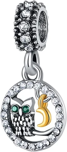 Vista 3 de Abalorio europeo plateado cuentas de plata para pulseras de circonita cúbica, collar de cadenas de serpiente