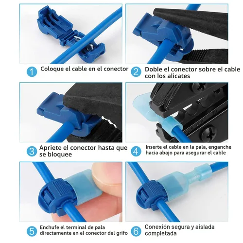 Vista 3 de TICONN 120 Piezas Conectores de Cable T Tap, Conector de Empalme Rápido de Cable T, Conectores T para Cableado con Estuche de Almacenamiento