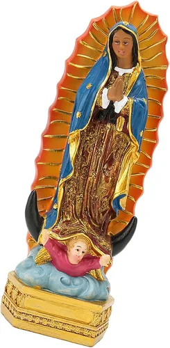 Vista 3 de Estatua de Guadalupe, hermosos detalles estatua cristiana elegante pintada a mano para el hogar