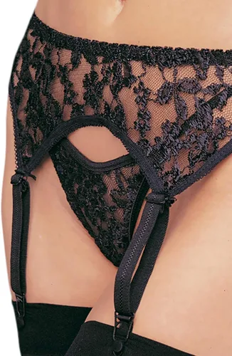 Vista 2 de Leg Avenue Conjunto de liguero y tanga de encaje para mujer