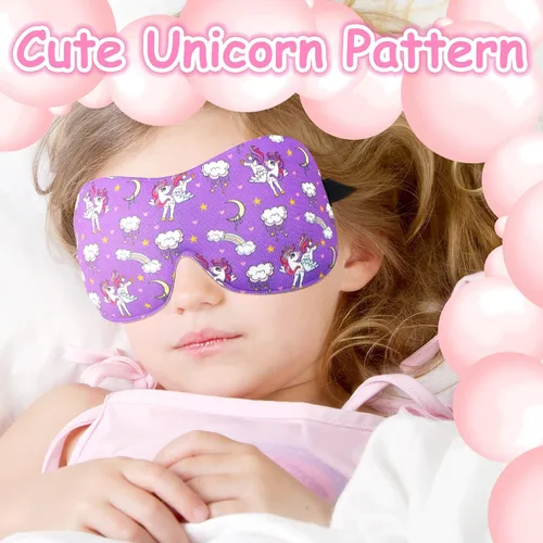 Vista 2 de Foaincore 8 máscaras de unicornio para dormir, antifaz de dibujos animados para niños, contorno 3D, para niños, niñas, adolescentes, con correa