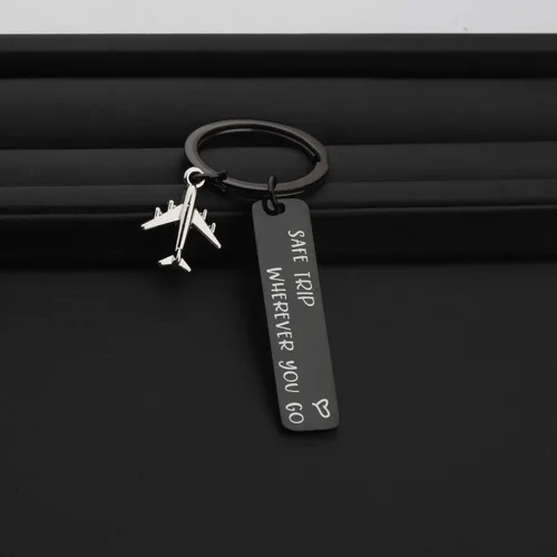 Vista 4 de ENSIANTH Llavero Safe Trip Wherever You Go - Llavero de viaje seguro para asistentes de vuelo, regalo de piloto, joyería de aviación, regalo