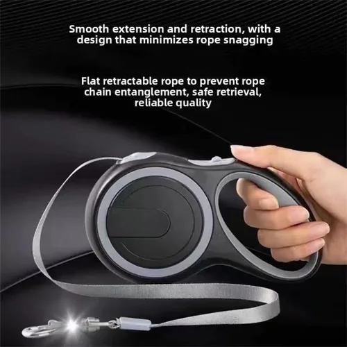 Vista 8 de Correa retráctil para perro de 26 pies – Correa reflectante de nailon resistente para mascotas, freno de una mano sin enredos, impermeable