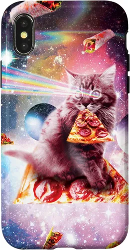 Vista 5 de iPhone 12 mini gato de pizza del espacio exterior - Rainbow Laser, Taco, funda burrito