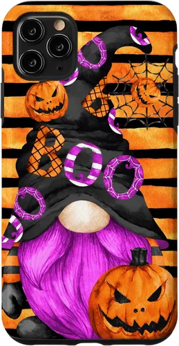 Vista 13 de iPhone 16 Halloween Gnome With Purple Beard Women Pumpkin Witchy Boo Case
