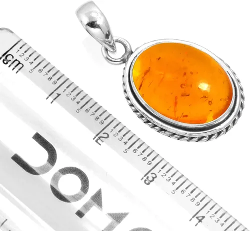 Vista 2 de JEWELOPORIUM Colgante de plata de ley 925 hecho a mano para mujer, 12 x 16 pulgadas, piedra preciosa ovalada, joyería para regalo (99548_P)