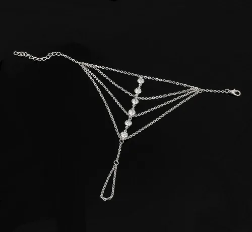 Vista 5 de Suyi Elegante pulsera de cristal para el dedo con arnés de mano