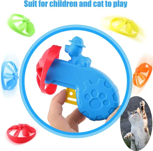Vista 3 de Sumind 15 piezas de juguetes de caza para gatos, coloridas hélices voladoras para gatos persiguiendo hélice voladora, juguete para interactivo