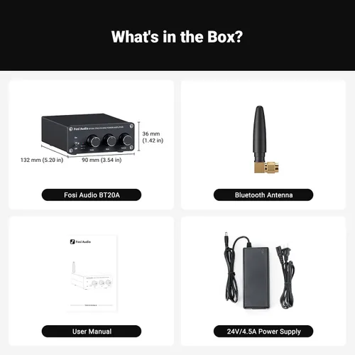 Vista 9 de Fosi Audio BT20A - Amplificador estéreo Bluetooth, amplificadores de componentes de audio para el hogar de 2 canales para altavoces pasivos, mini