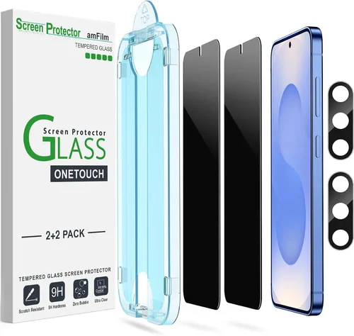 Vista 8 de amFilm Protector de pantalla de privacidad para Samsung Galaxy S22 0.18 oz de 6.1 pulgadas con 2 protectores de lente de cámara, antiespía