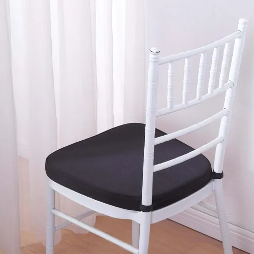 Vista 8 de Efavormart Cojín de 2" de espesor para silla Chiavari en negro, cojín de asiento de espuma con efecto memoria con lazos y funda extraíble