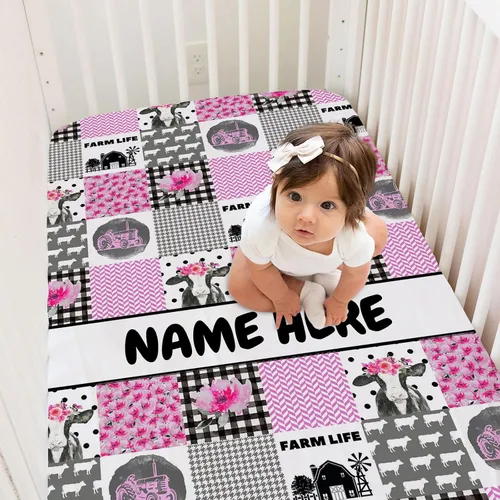 Vista 8 de Sábanas personalizadas para cuna de bebé con nombre, sábanas ajustadas para cuna de bate de béisbol personalizadas para bebés, juegos de ropa