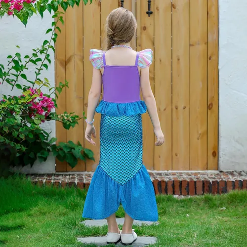 Vista 5 de GZ-LAOPAITOU Little Girls Mermaid Dress Mermaid Costume Halloween Birthday Party Dress Up Outfits with Accessories Wig