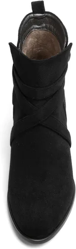Vista 3 de WAYDERNS Botas altas de tobillo de gamuza para mujer, con correa de tobillo, puntera redonda, bloque sólido, tacón bajo, 2 pulgadas