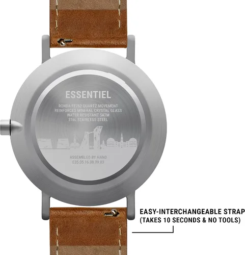 Vista 4 de Larsen & Eriksen Essentiel Reloj de pulsera analógico minimalista de cuarzo 1.378in Resistencia al agua 5 ATM Diseño danés Ensamblado a mano