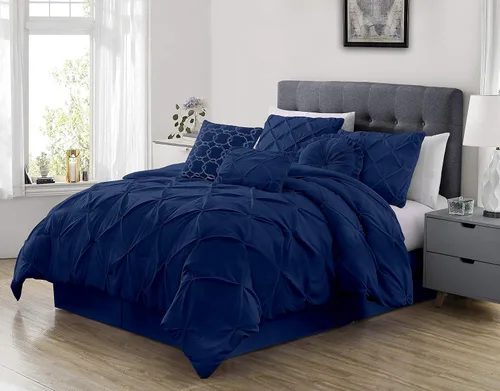 Vista 28 de Chezmoi Collection - Juego de ropa de cama modelo Sydney, 7 piezas, con pliegues decorativos