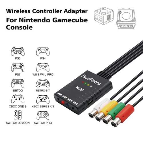 Vista 2 de XBERSTAR Controller Adapter for NGC Gamecube Bluetooth Wireless Joystick Converter Supports 4 Bluetooth joysticks (Black)