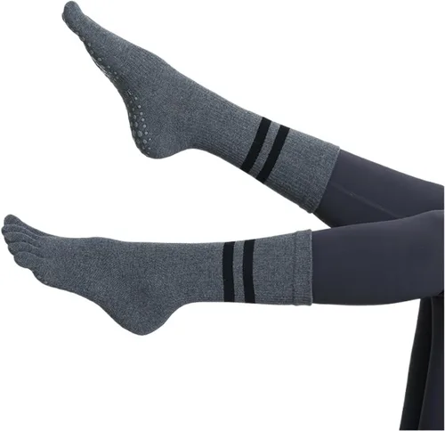 Vista 2 de PUCHEN Calcetines antideslizantes de cinco dedos para danza, calcetines de pegamento, calcetines de ejercicio, pilates, yoga, ballet