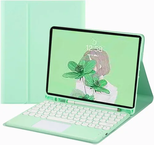 Vista 11 de Funda de teclado para Samsung Galaxy Tab S9 de 11 pulgadas 2023, teclado táctil de tecla redonda, teclado inalámbrico desmontable magnético